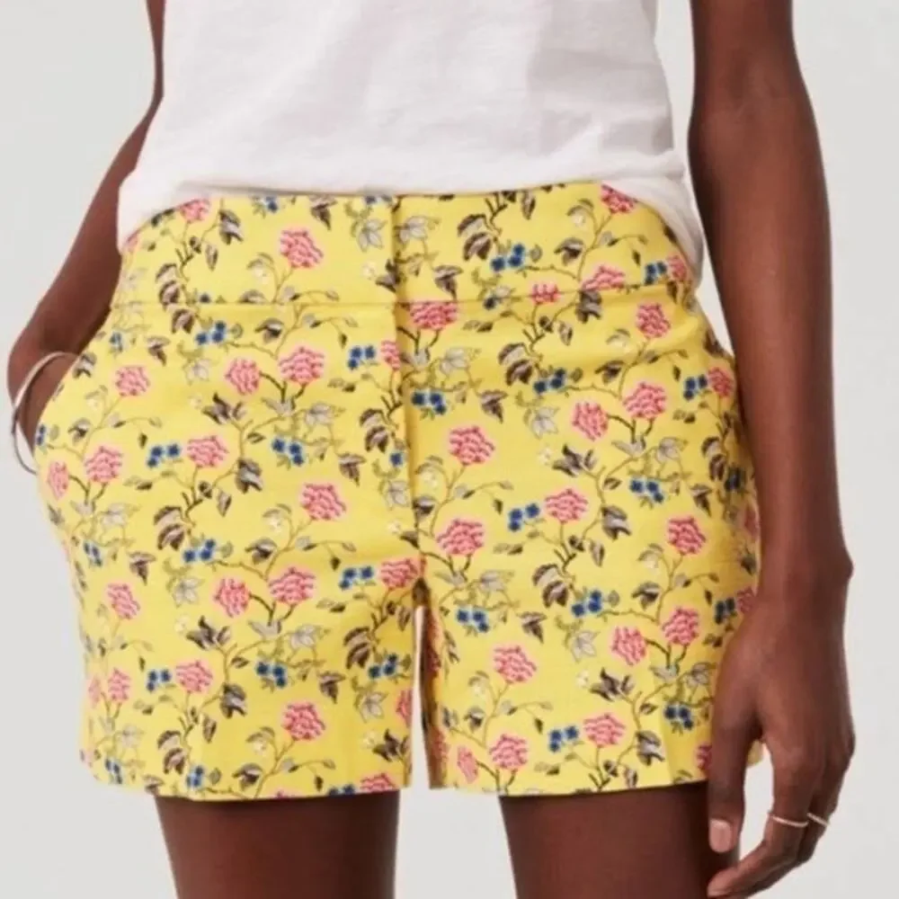 Ann Taylor LOFT The Yellow Floral Riviera Relaxed Fit Shorts Women's Size 2